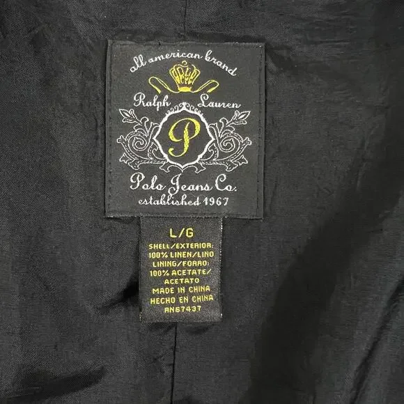 Vintage Polo Ralph Lauren Women's 100% Linen Blazer Jacket Moto Plaid - Picture 8 of 8